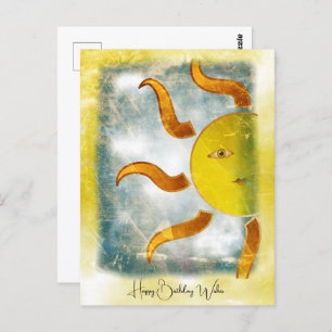 THE SUN BIRTHDAY WISH Yellow Orange Postcard