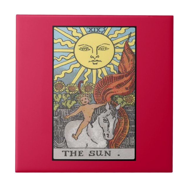 The Sun card tarot image Ceramic Tile (Front)