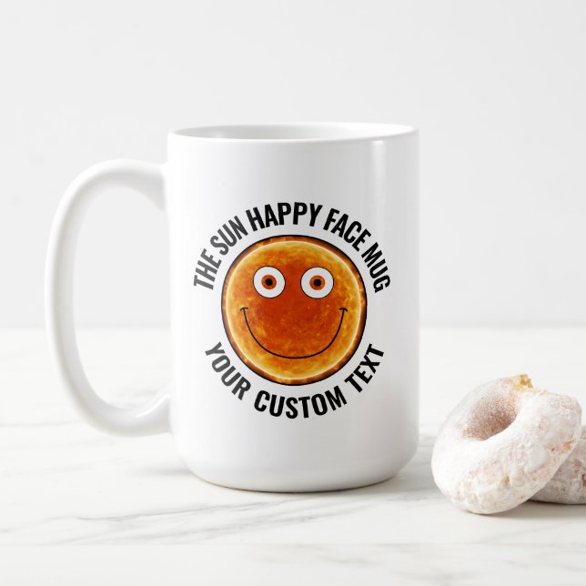 The Sun Custom Personalised Happy Face Coffee Mug (With Donut)