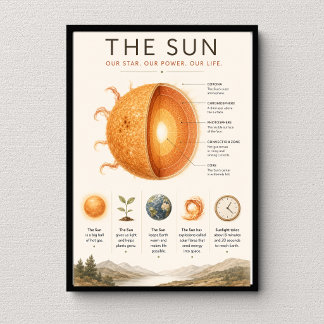 The Sun Educational | Solar System Science Poster