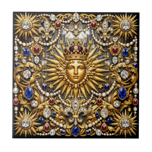 The Sun King Versailles French ornate Ceramic Tile (Front)