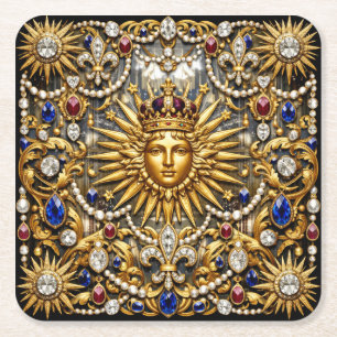 The Sun King Versailles French ornate Square Paper Coaster