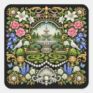 The Sun King Versailles Inspired Garden  Square Sticker