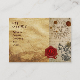 THE SUN , MOON AND BASILISK RED WAX SEAL Monogram Business Card