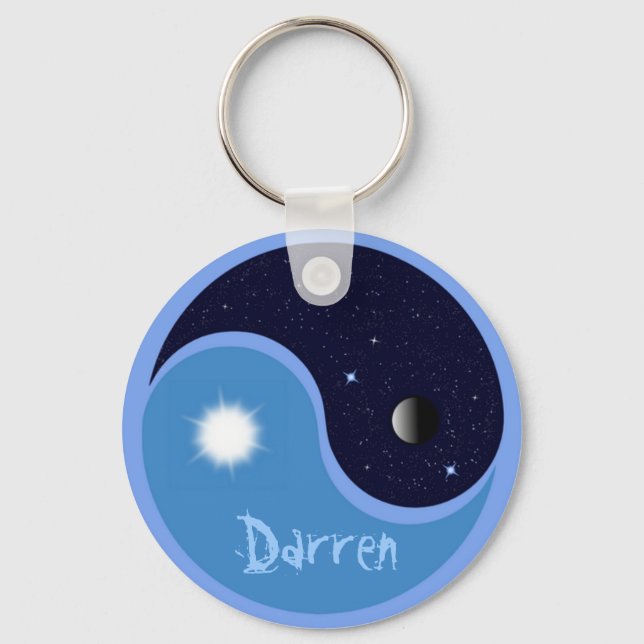 The Sun, Moon and Stars Keychain (Blue) (Front)