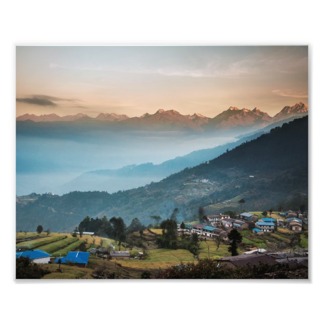 The Sun Rising over Sermathang Village Photo Print (Front)