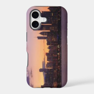 The sun sets over the Chicago skyline