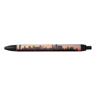 The sun sets over the Chicago skyline Black Ink Pen