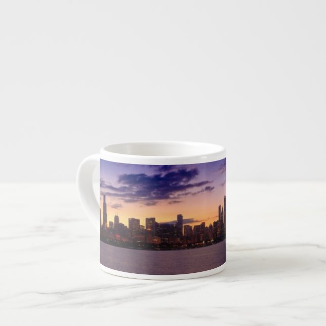 The sun sets over the Chicago skyline Espresso Cup (Front Left)