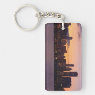 The sun sets over the Chicago skyline Key Ring