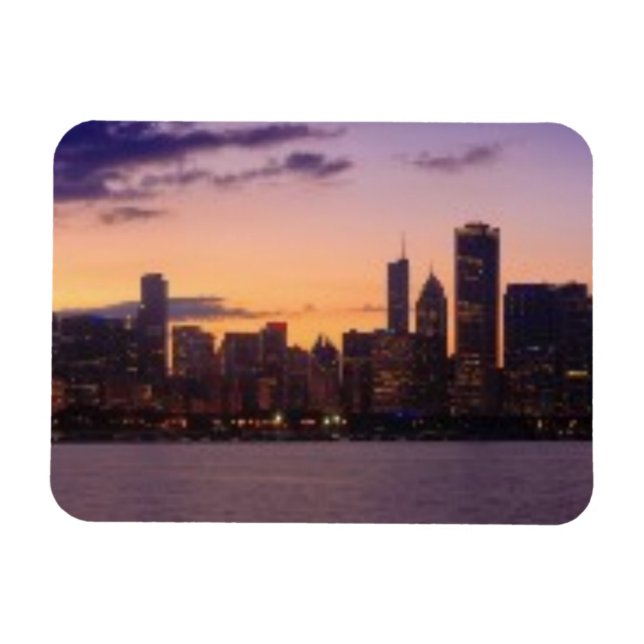 The sun sets over the Chicago skyline Magnet (Horizontal)