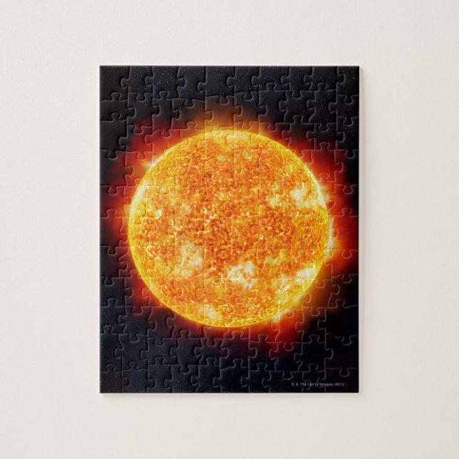 The Sun showing solar flares against a star Jigsaw Puzzle (Vertical)