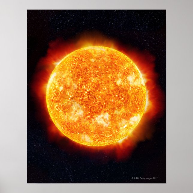The Sun showing solar flares against a star Poster (Front)