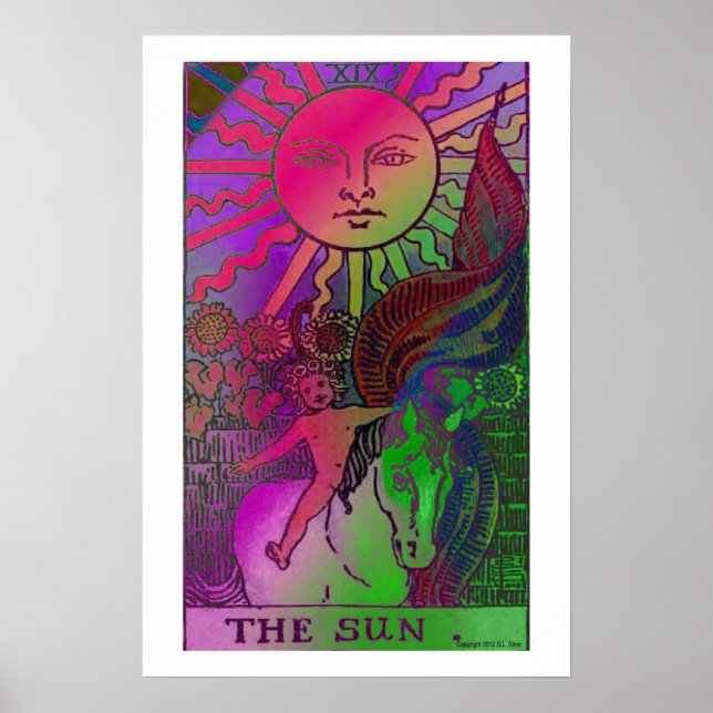 The Sun Tarot Card Psychedelic Poster (Front)