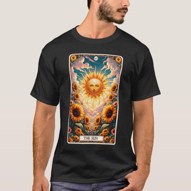 The Sun Tarot Card Sunshine Sunflower  Aesthetic T-Shirt (Front)
