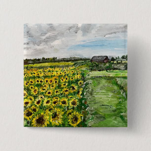 The Sunflower Field by Willowcatdesigns  15 Cm Square Badge