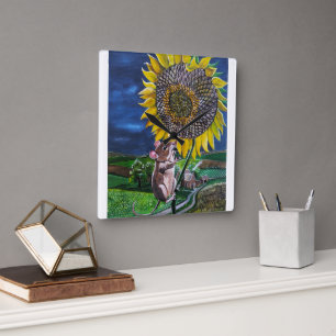 The Sunflower Summit Painting by Alfred Fox Square Wall Clock
