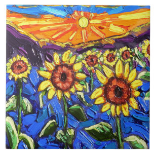 The Sunflowers at Sunset Tile