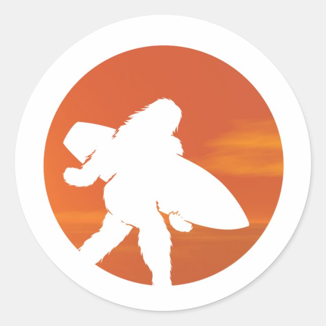 The sunset bigfoot classic round sticker (Front)