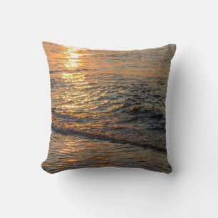 The sunset reflection on the beautiful ocean water cushion