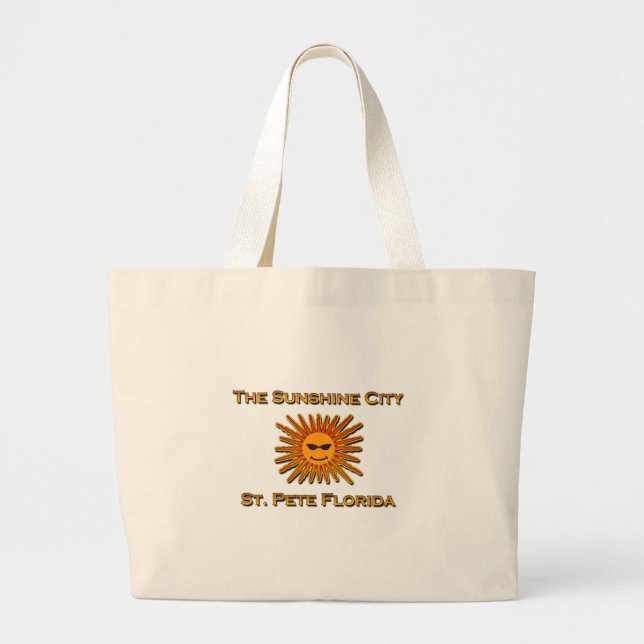 The Sunshine City - St. Pete Florida Sun Logo Large Tote Bag (Front)