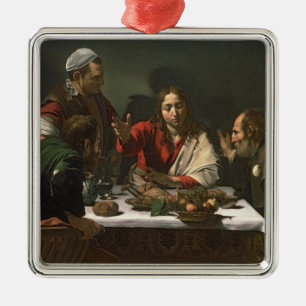 The Supper at Emmaus, 1601 (oil and tempera) Metal Ornament
