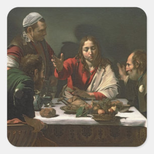 The Supper at Emmaus, 1601 (oil and tempera) Square Sticker
