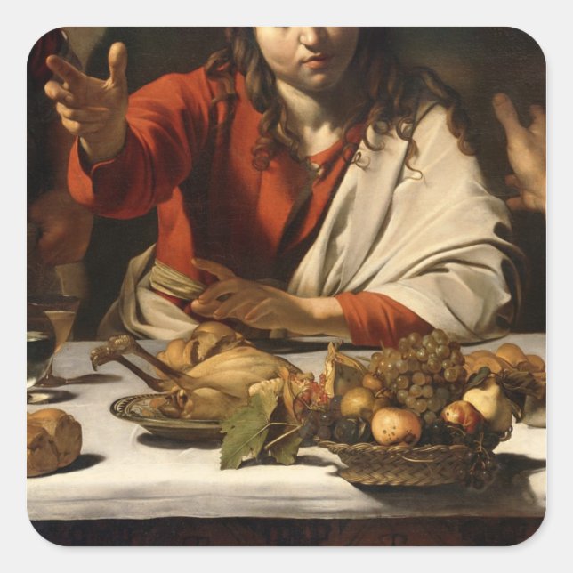 The Supper at Emmaus, 1601 Square Sticker (Front)