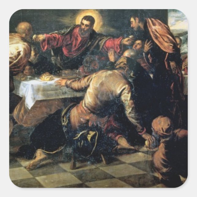 The Supper at Emmaus (oil on canvas) Square Sticker (Front)