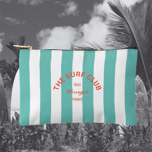 The Surf Club Crest Turquoise Cabana Stripe Accessory Pouch