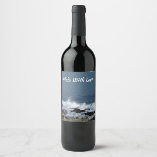 The surf of the Pacific Ocean Wine Label