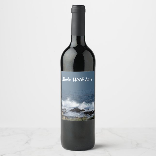 The surf of the Pacific Ocean              Wine Label (Front)