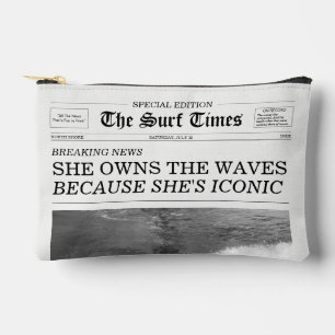 The Surf Times Newspaper She Owns The Waves Accessory Pouch