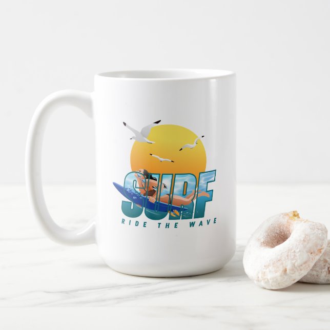 The Surfer Rides the Wave | (F) Classic Mug #15 (With Donut)