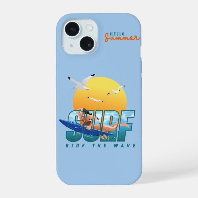 The Surfer Rides the Wave | (F) iPhone 15 Case (Back)