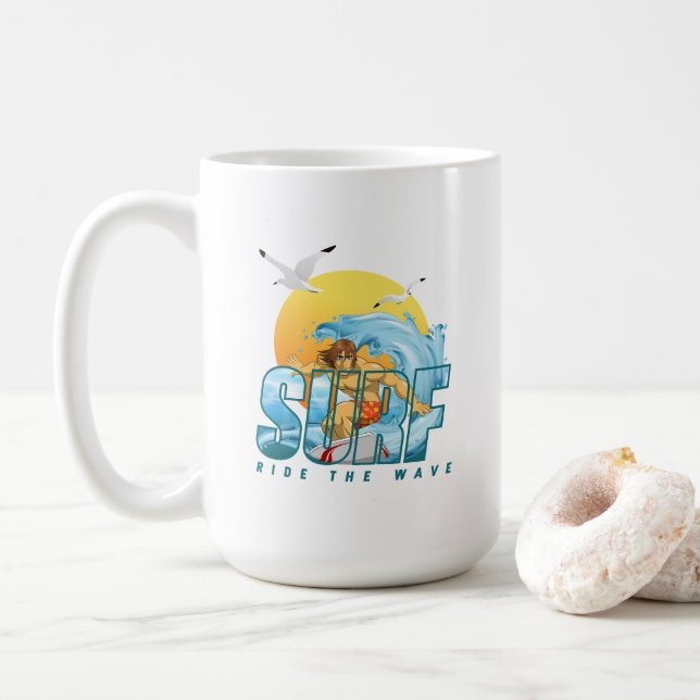 The Surfer Rides the Wave | (M) Classic Mug #15 (With Donut)