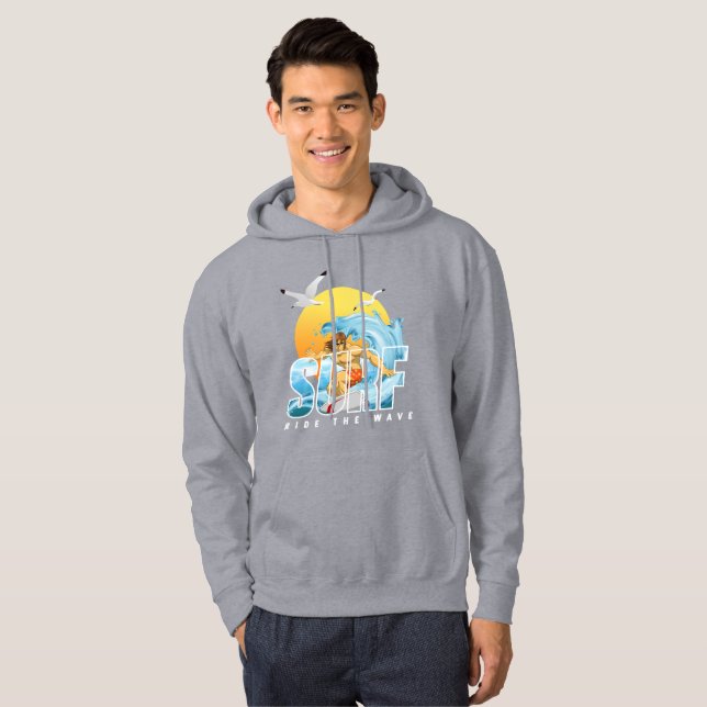 The Surfer Rides the Wave | Men Hoodie (Front Full)