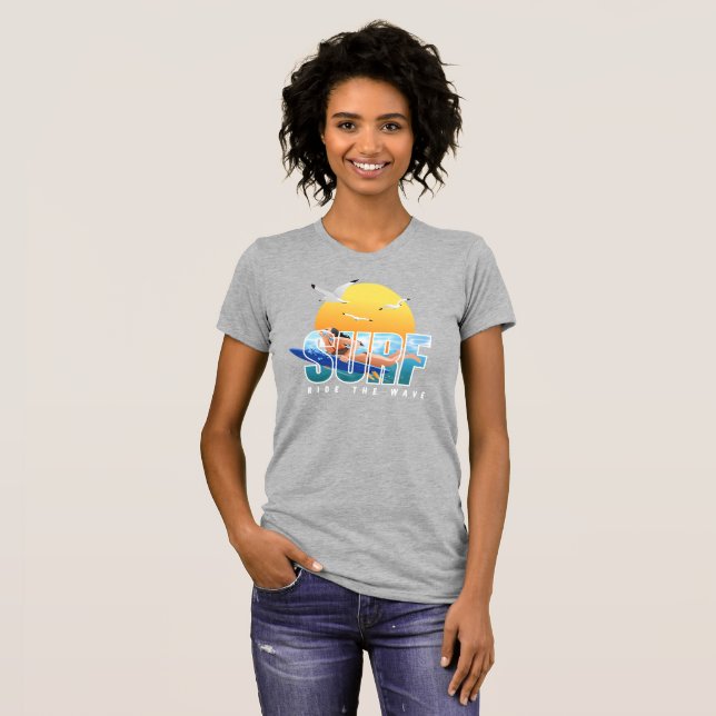 The Surfer Rides the Wave | Women Slim Fit T-Shirt (Front Full)