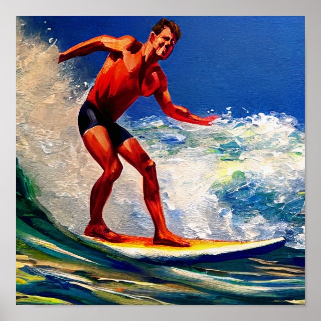 The Surfer Rides The Waves Poster (Front)