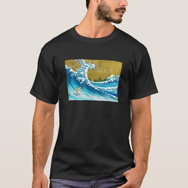 The Surfing Wave Corgi T-Shirt (Front)