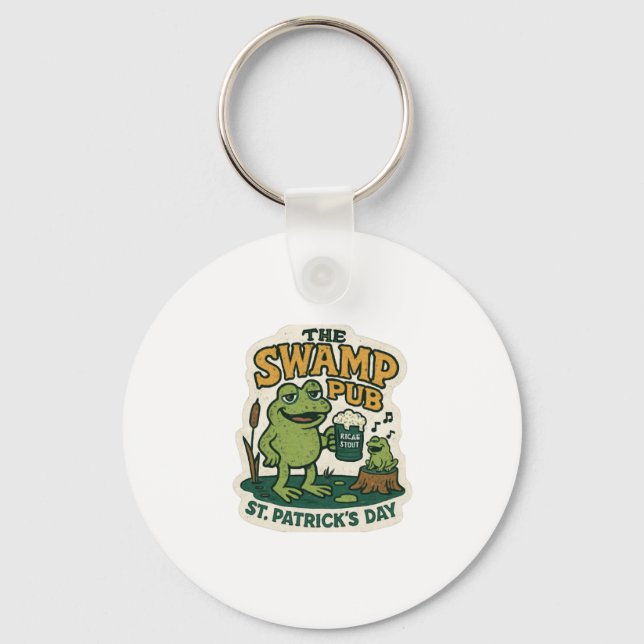 The Swamp Pub Frog St.Patrick's Day Key Ring (Front)