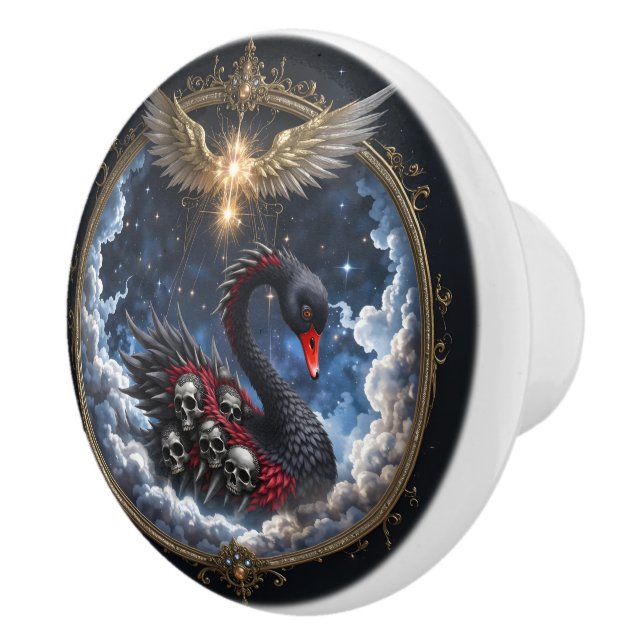 The Swan of Forgotten Souls.  Ceramic Knob (Right)
