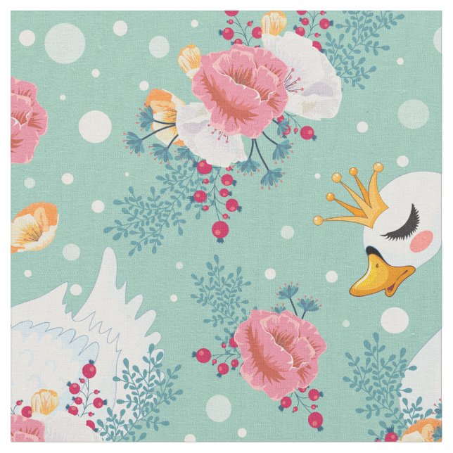 The Swan Princess Pattern Fabric (Close Up)