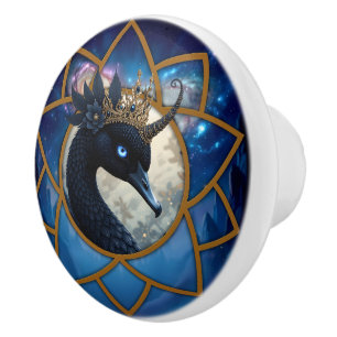 The Swan Who Guards the Moon.  Ceramic Knob