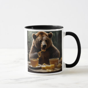 The sweet bear and its honey feast. mug