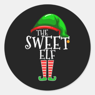 The sweet elf family matching group christmas gift classic round sticker
