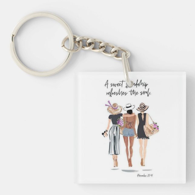 the sweet friendship, refresh your soul, girl key ring (Front)