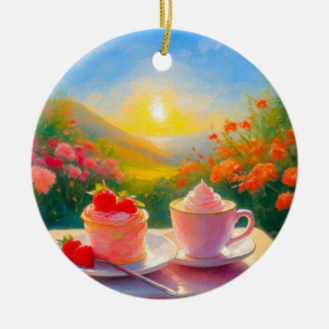 The Sweetest Afternoon of the Day Ceramic Ornament (Front)