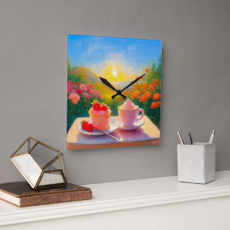 The Sweetest Afternoon of the Day Square Wall Clock