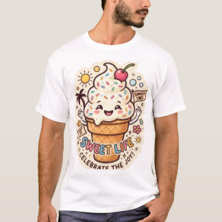 The Sweetest Life Ice Cream StickerT-Shirt T-Shirt